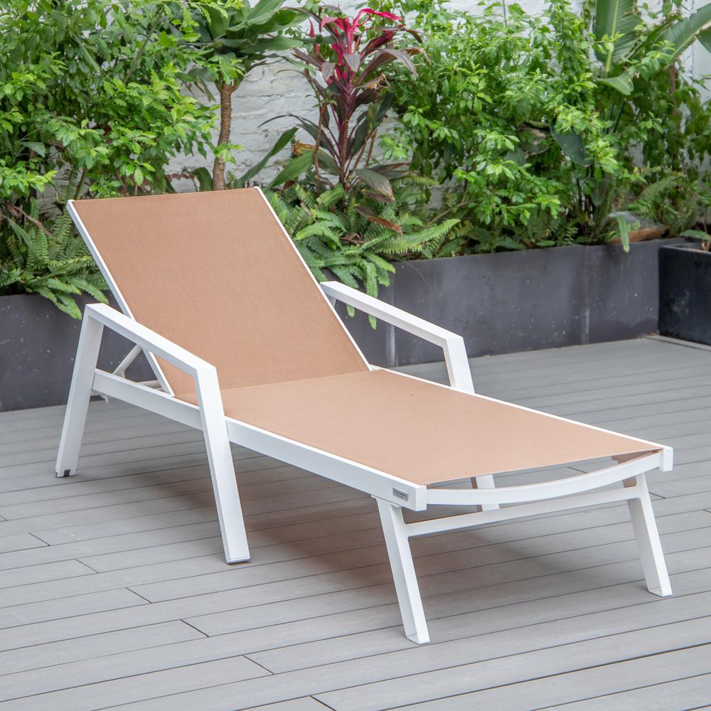 White Aluminum Outdoor Patio Chaise Lounge Chair With Arms. Picture 22