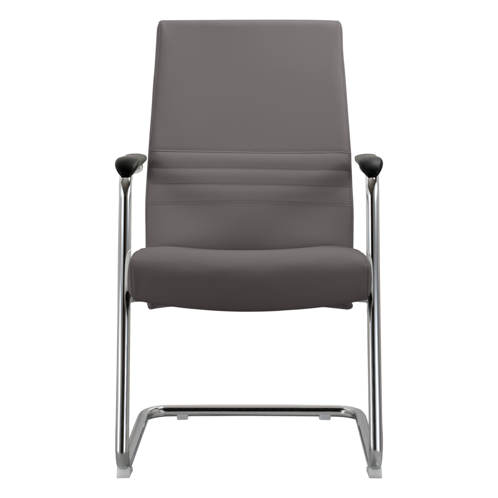 Aleen Series Guest Office Chair In Grey Leather. Picture 3