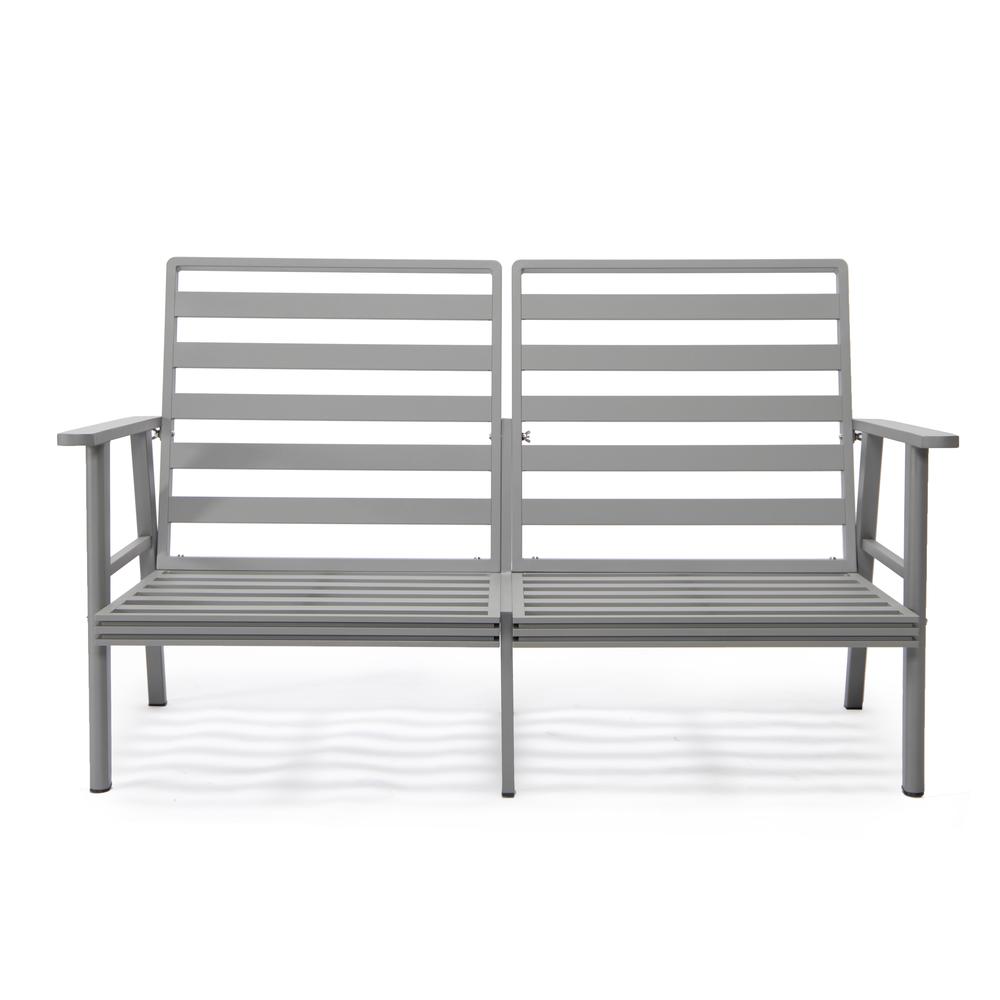 3-Piece Outdoor Patio Set with Grey Aluminum Frame and Loveseat and Armchairs. Picture 11