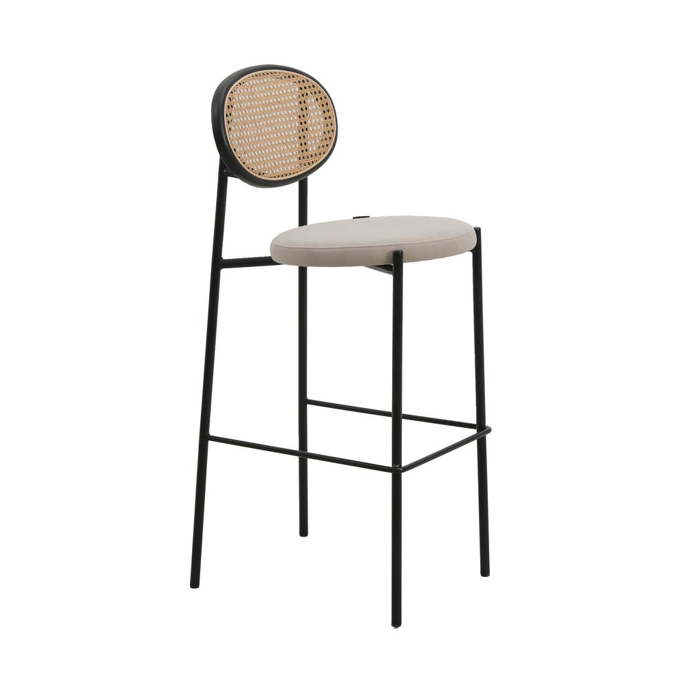 Euston Modern Wicker Bar Stool With Black Steel Frame. Picture 1