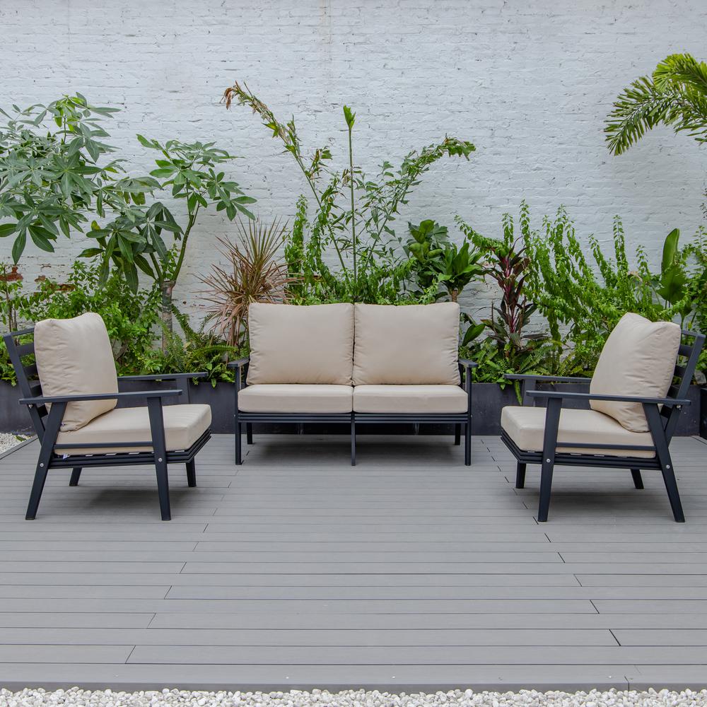 3-Piece Outdoor Patio Set with Black Aluminum Frame. Picture 9