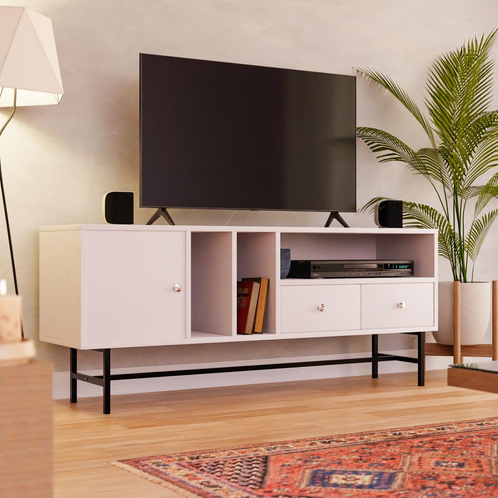 Rectangular TV Stand with Enclosed Storage and Powder Coated Iron Legs. Picture 13