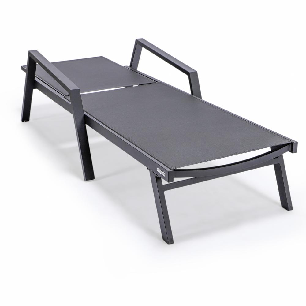 Marlin Patio Chaise Lounge Chair With Armrests in Black Aluminum Frame. Picture 3
