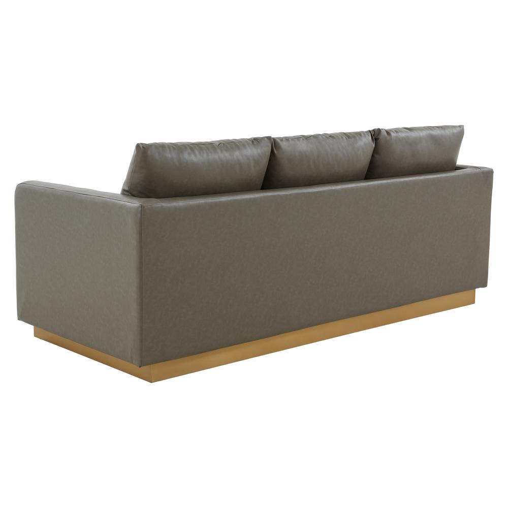 Nervo Modern Mid-Century Upholstered Leather Sofa with Gold Frame. Picture 3