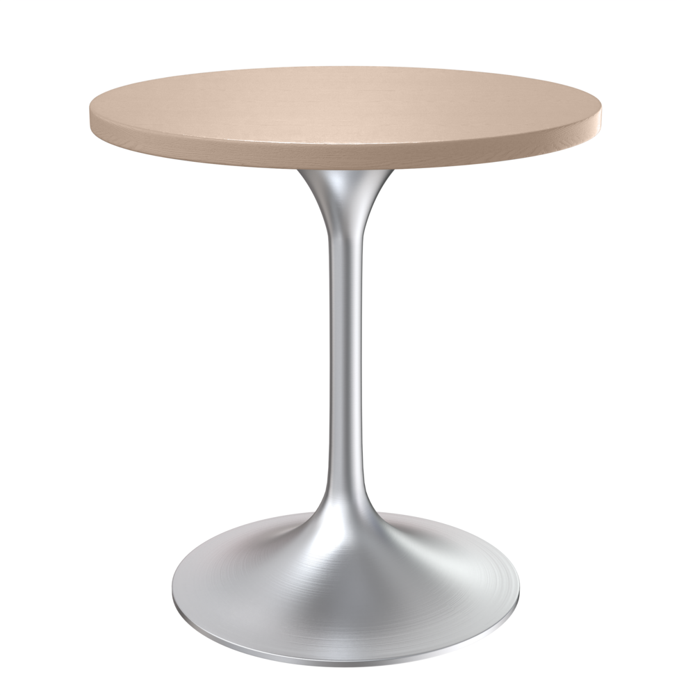 Verve 27" Round Dining Table, Brushed Chrome Base with Light Natural Wood Top. Picture 1