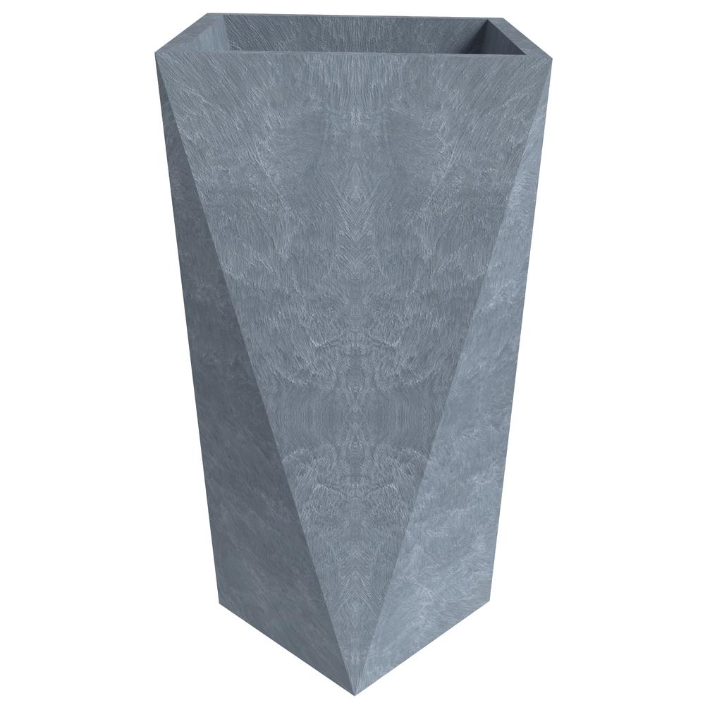 Aloe Series PolyStone Planter in Grey, 13.8 x 13.8, 28.7 High. Picture 2