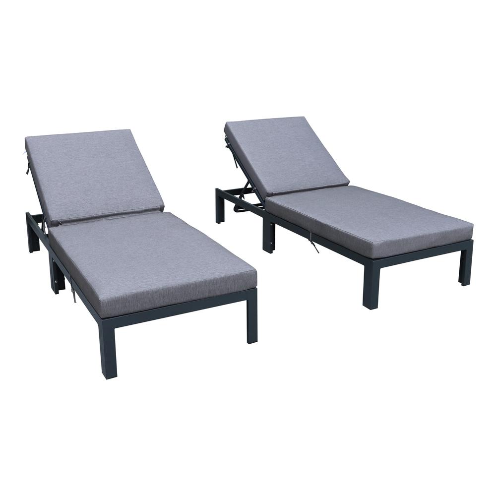 Chelsea Modern Outdoor Chaise Lounge Chair With Cushions Set of 2. Picture 7