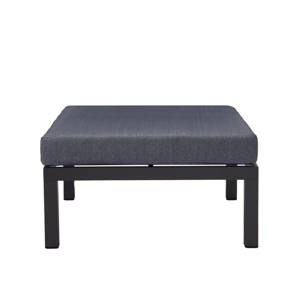 LeisureMod Hamilton 7-Piece Aluminum Patio Conversation Set With Fire Pit Table And Cushions Charcoal Blue. Picture 23
