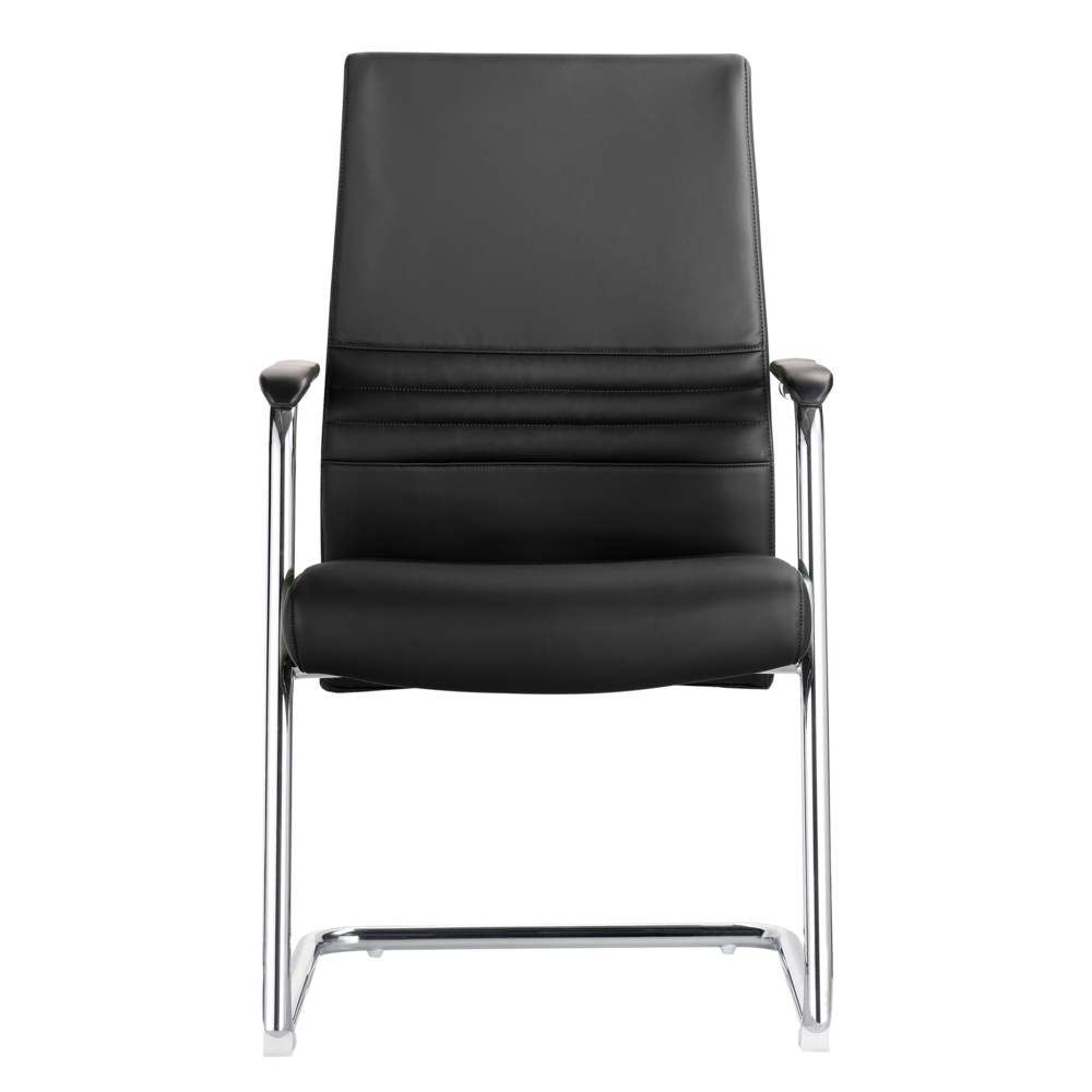 Aleen Series Guest Office Chair In Black Leather. Picture 3