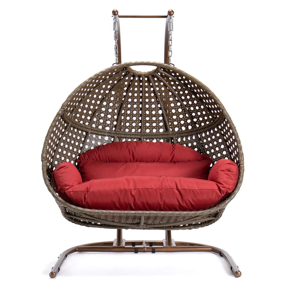 LeisureMod Wicker Hanging Double Egg Swing Chair  EKDBG-57DR. Picture 6