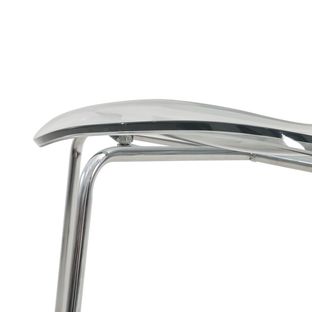 Oyster Acrylic Barstool with Steel Frame in Chrome Finish Set of 2 in Smoke. Picture 16