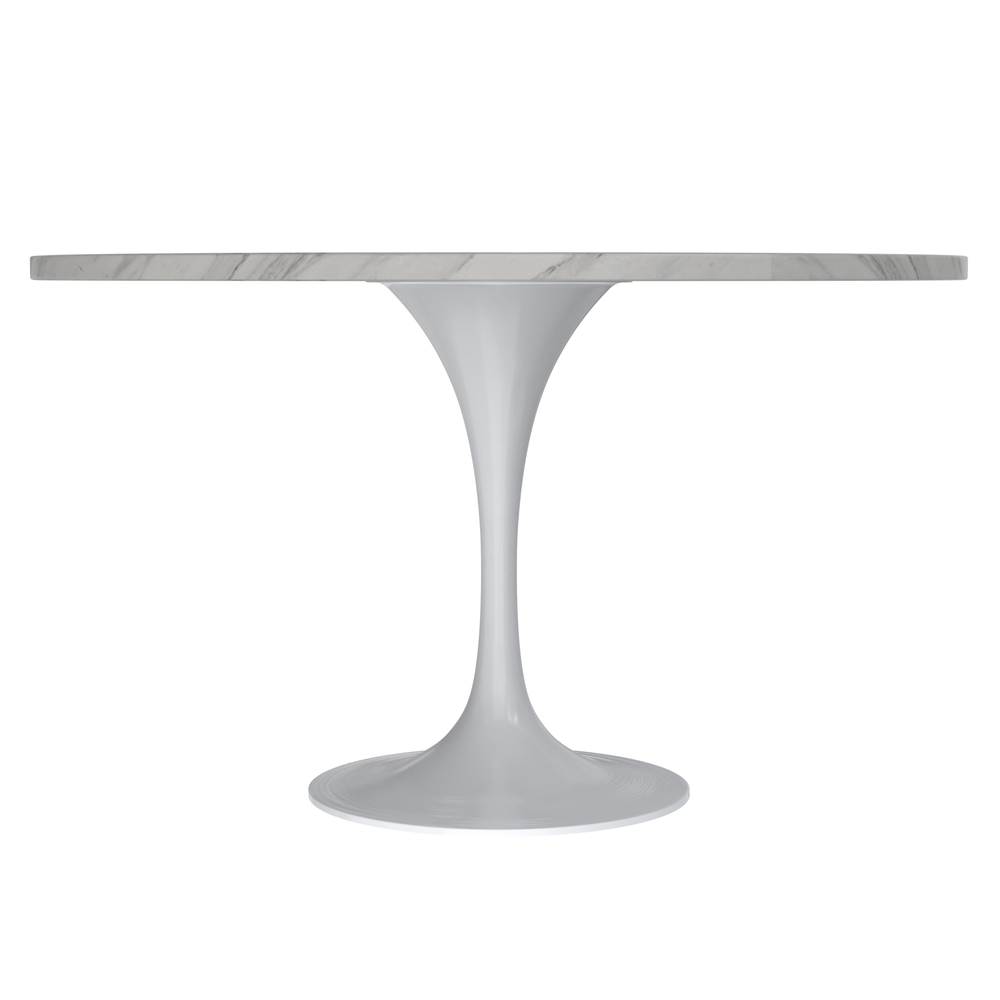 Verve Collection 48 Round Dining Table, White Base with Sintered Stone White Top. Picture 2