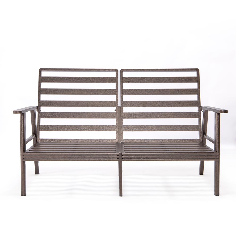 Outdoor Patio Loveseat with Brown Aluminum Frame. Picture 4