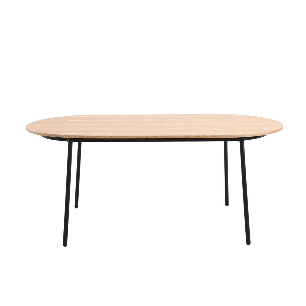 71" Oval Dining Table with MDF Top and Black Steel Legs. Picture 2