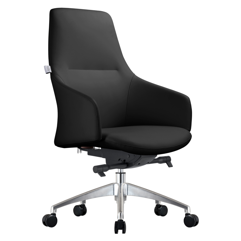 Celeste Series Office Chair in Black Leather. Picture 1