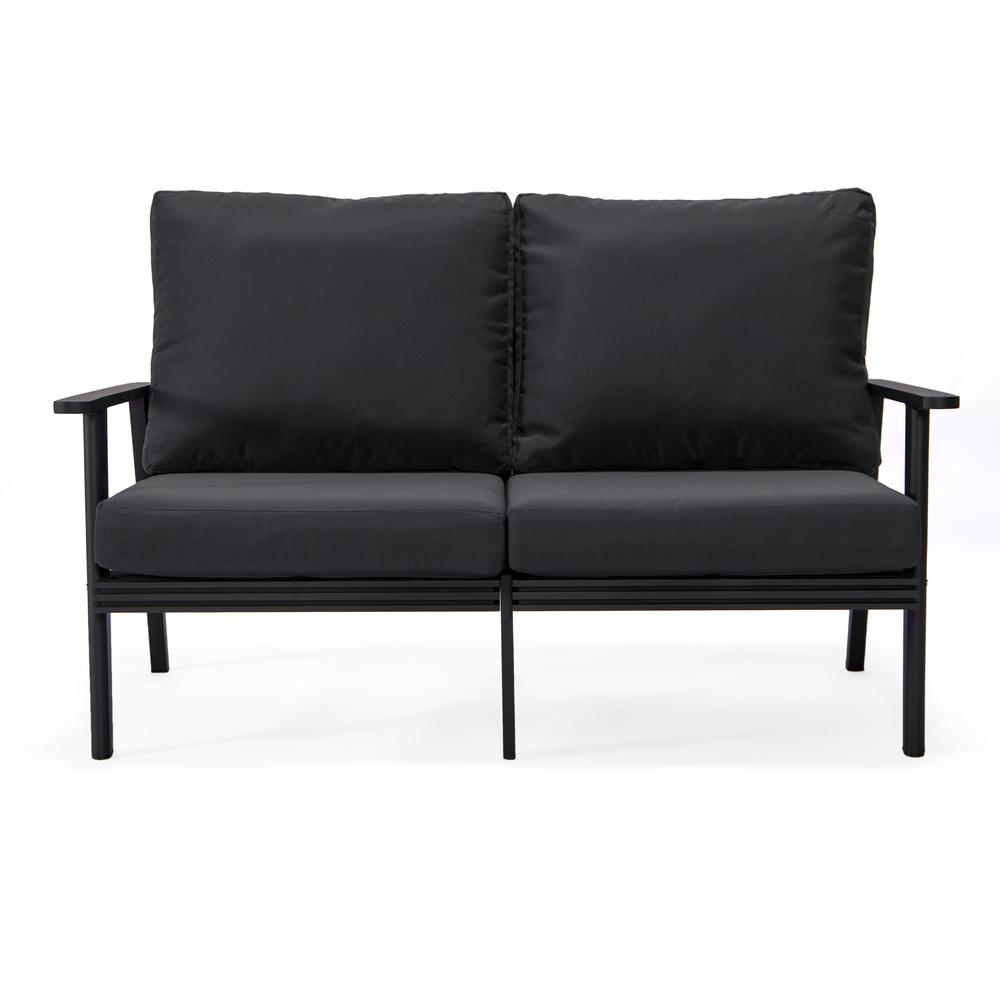 Outdoor Patio Loveseat with Black Aluminum Frame. Picture 2
