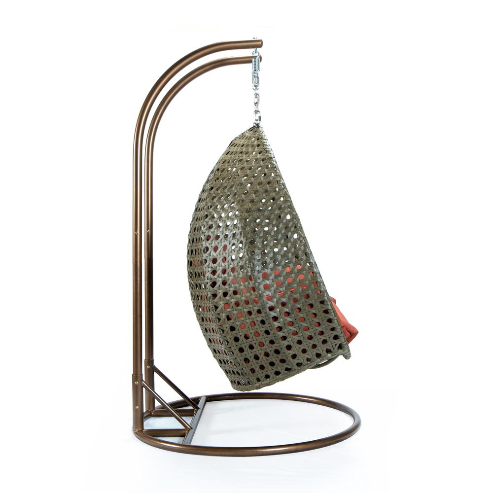 Beige Wicker Hanging 2 person Egg Swing Chair. Picture 7