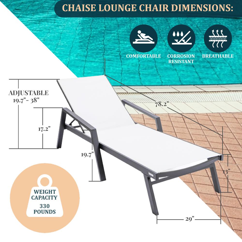 Black Aluminum Outdoor Patio Chaise Lounge Chair With Arms. Picture 26