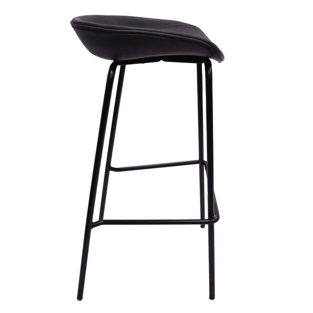 Barstool with Upholstered Faux Leather Seat and Powder Coated Iron Frame. Picture 3