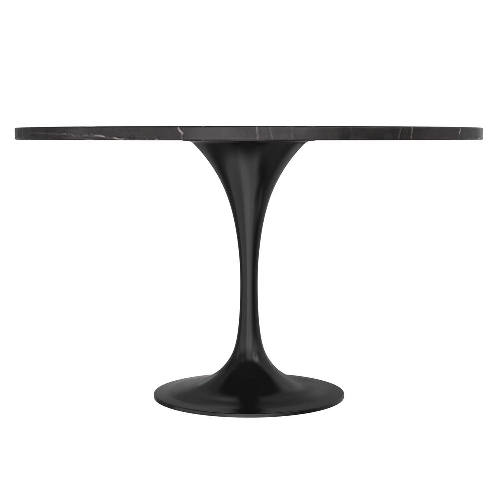 Verve Collection 48 Round Dining Table, Black Base with Sintered Stone Black Top. Picture 7