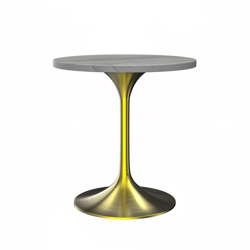 Verve Collection 27 Round Dining Table, Brushed Gold Base. Picture 1
