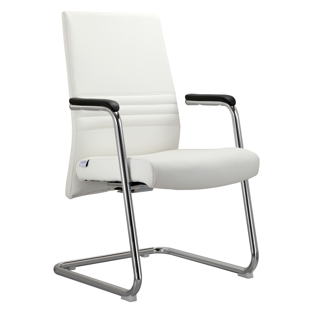 Aleen Series Guest Office Chair In White Leather. Picture 1
