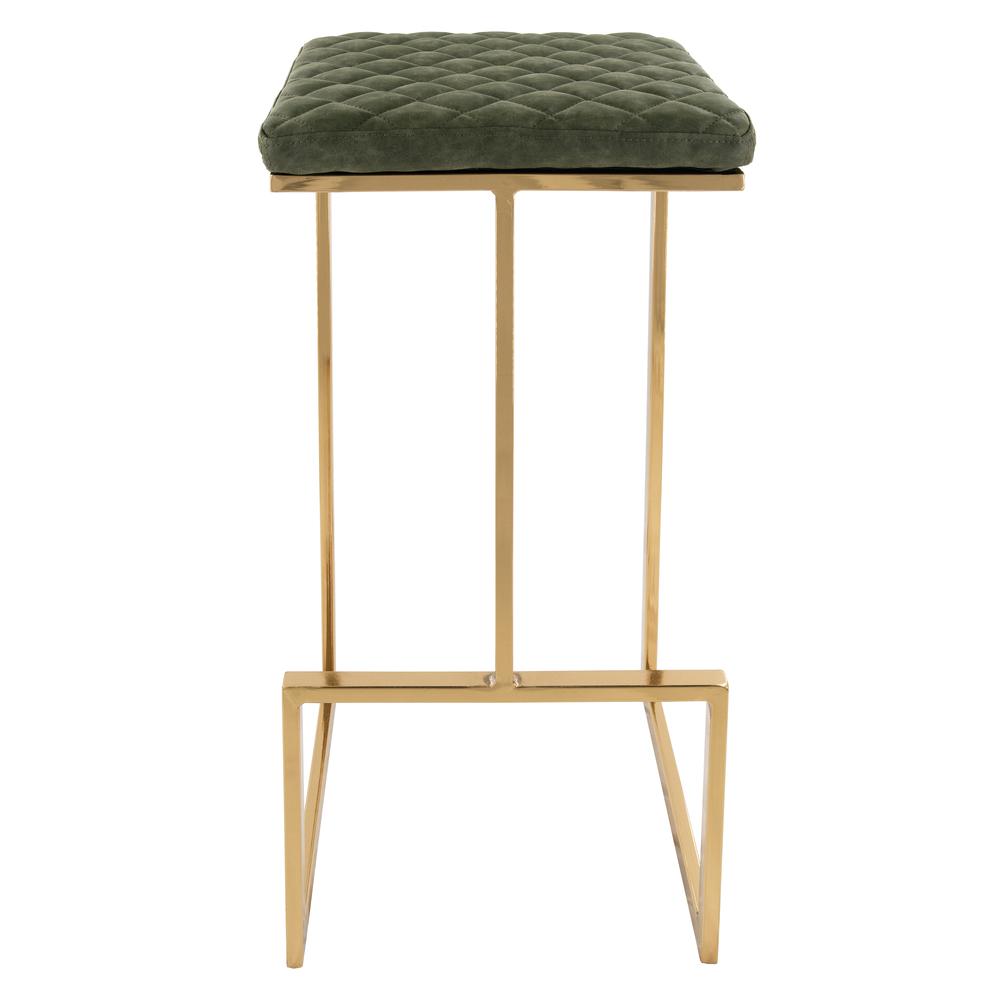 Quincy Quilted Stitched Leather Bar Stools With Gold Metal Frame. Picture 4