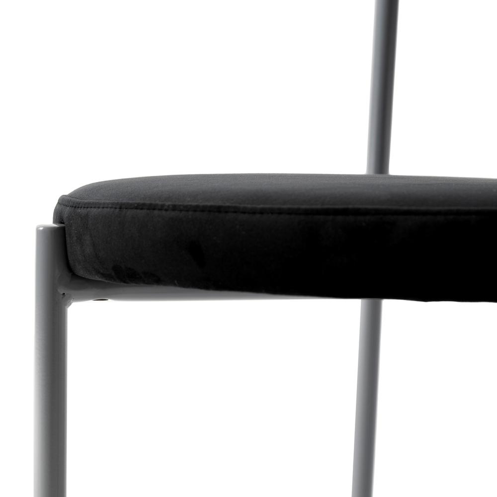 Euston Modern Velvet Dining Chair with Grey Steel Frame. Picture 7