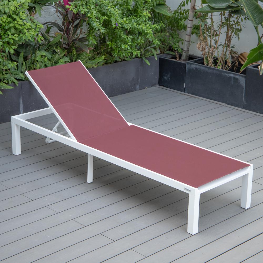 Marlin Patio Chaise Lounge Chair With White Aluminum Frame. Picture 9