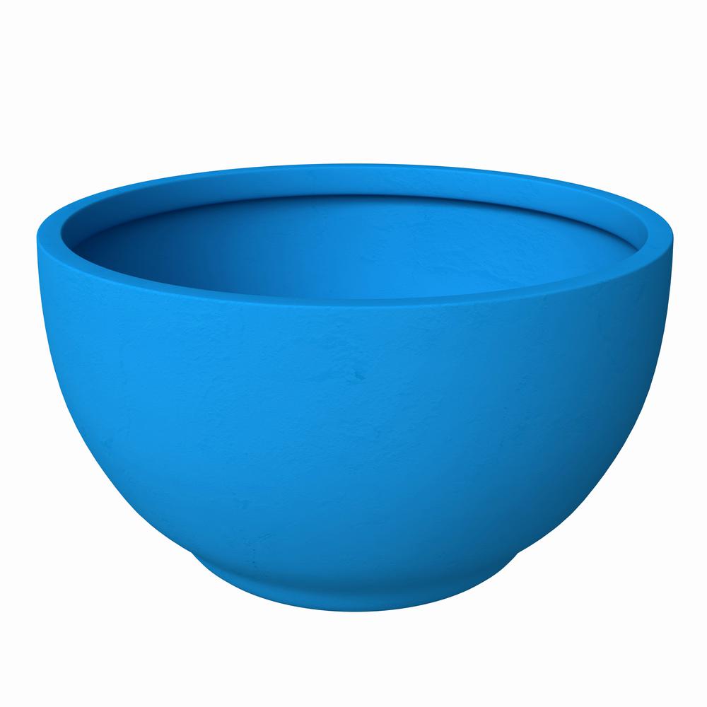 Grove Series Hemisphere Poly Clay Planter in Blue 10.6 Dia, 5.9 High. Picture 2