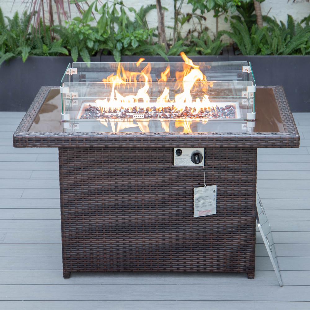 Mace Wicker Patio Modern Propane Fire Pit Table. Picture 1