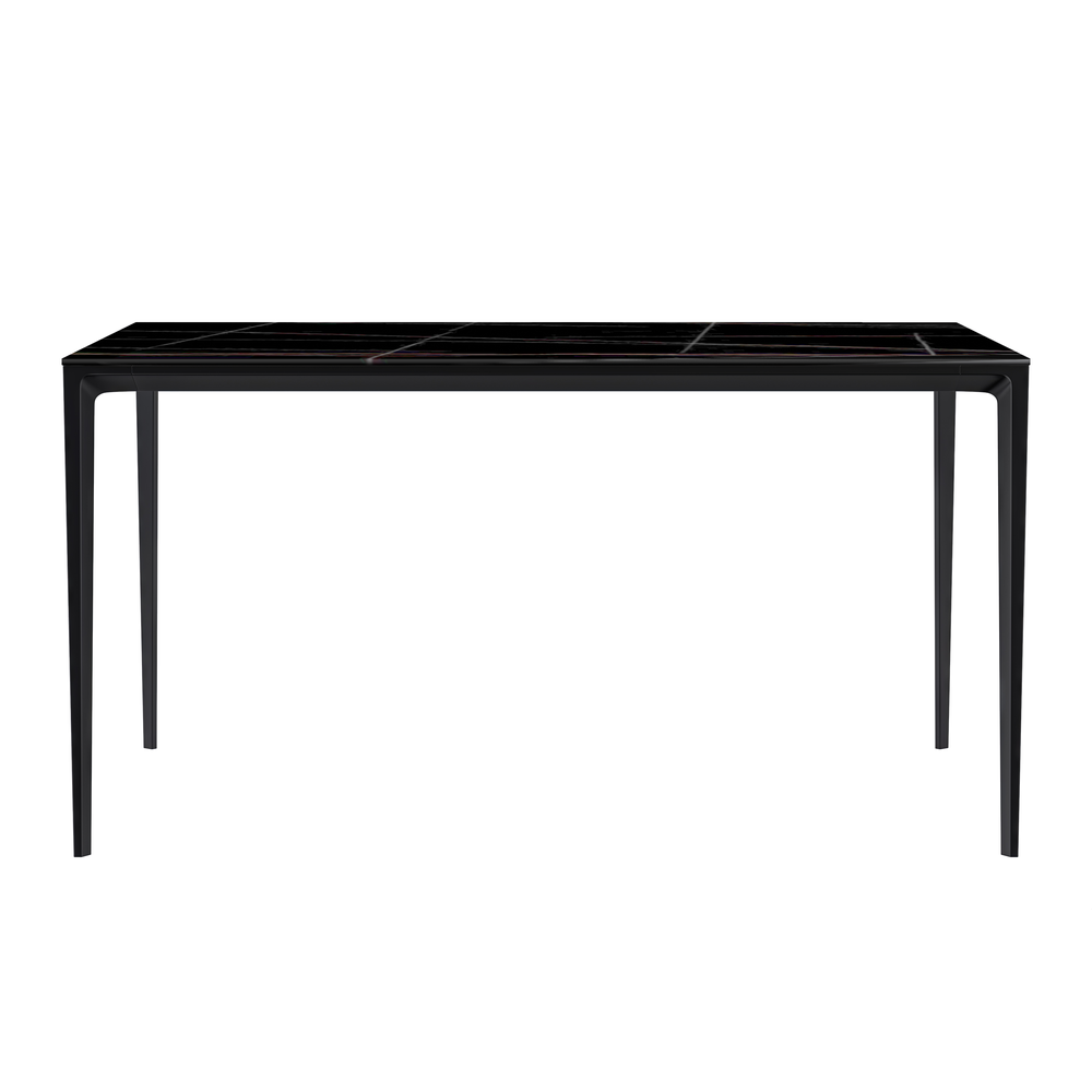 Avo Series Modern Dining Table Black Base, With 55 Black/Gold Sintered Stone Top. Picture 6