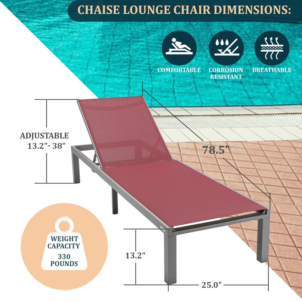 Grey Aluminum Outdoor Patio Chaise Lounge Chair. Picture 28