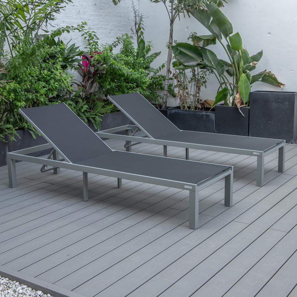 Marlin Patio Chaise Lounge Chair With Grey Aluminum Frame, Set of 2. Picture 15