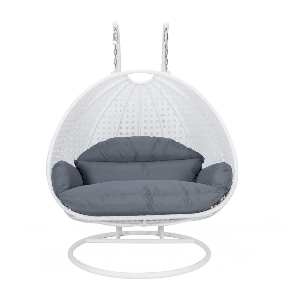 White Wicker Hanging 2 person Egg Swing Chair. Picture 2