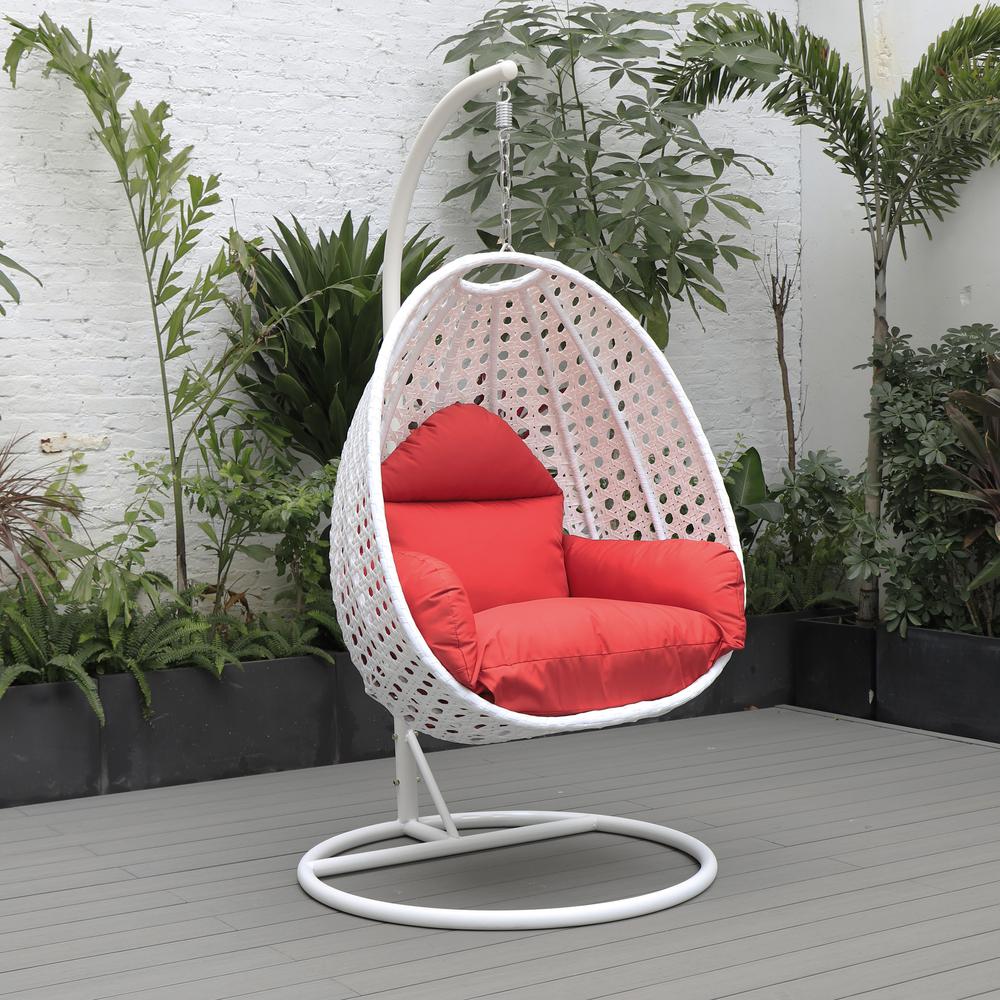 White Wicker Hanging Egg Swing Chair. Picture 8