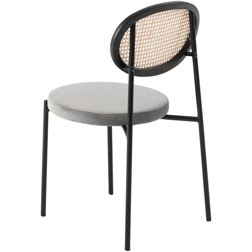Euston Modern Wicker Dining Chair with Velvet Round Seat. Picture 2
