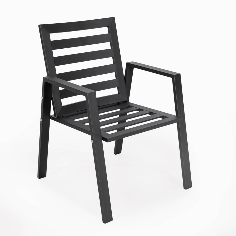 Chelsea Modern Patio Dining Armchair in Aluminum with Removable Cushions. Picture 3