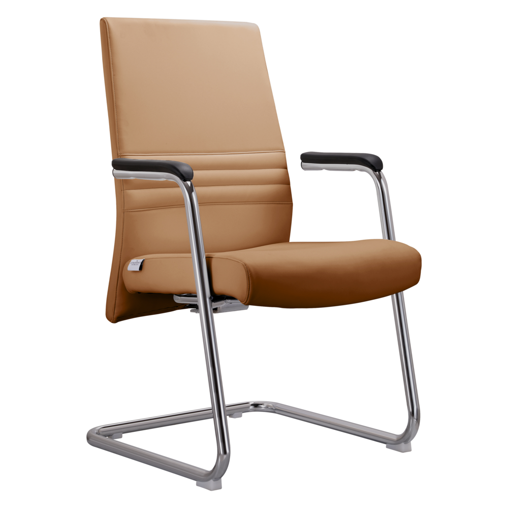 Aleen Series Guest Office Chair In Acorn Brown Leather. Picture 8