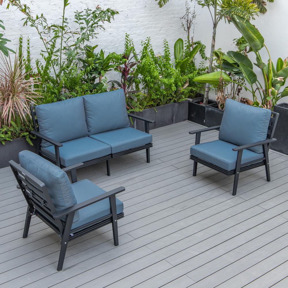 3-Piece Outdoor Patio Set with Black Aluminum Frame. Picture 8