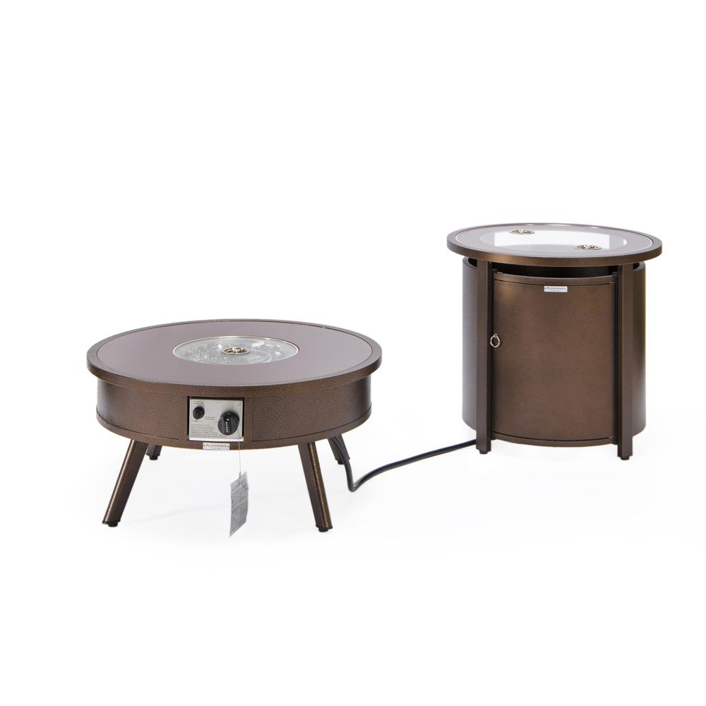 Walbrooke Patio Round Fire Pit and Tank Holder. Picture 1