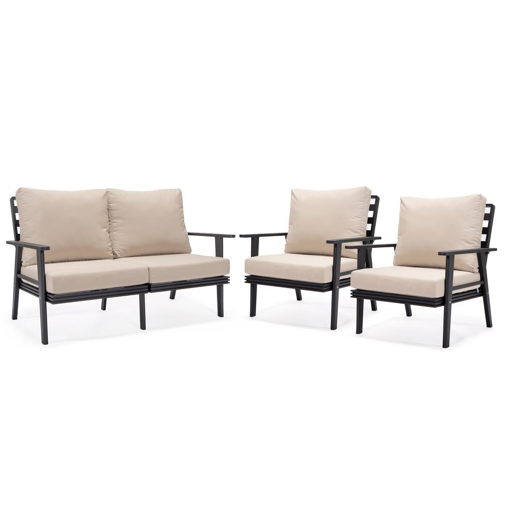 3-Piece Outdoor Patio Set with Black Aluminum Frame. Picture 1
