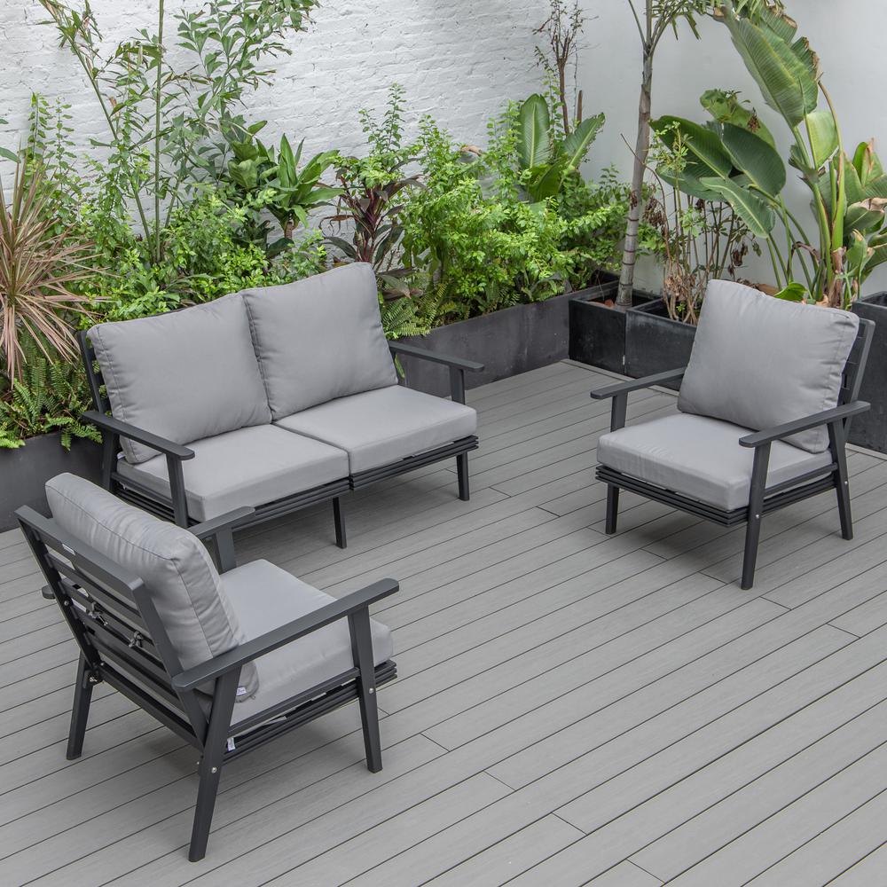 3-Piece Outdoor Patio Set with Black Aluminum Frame. Picture 6