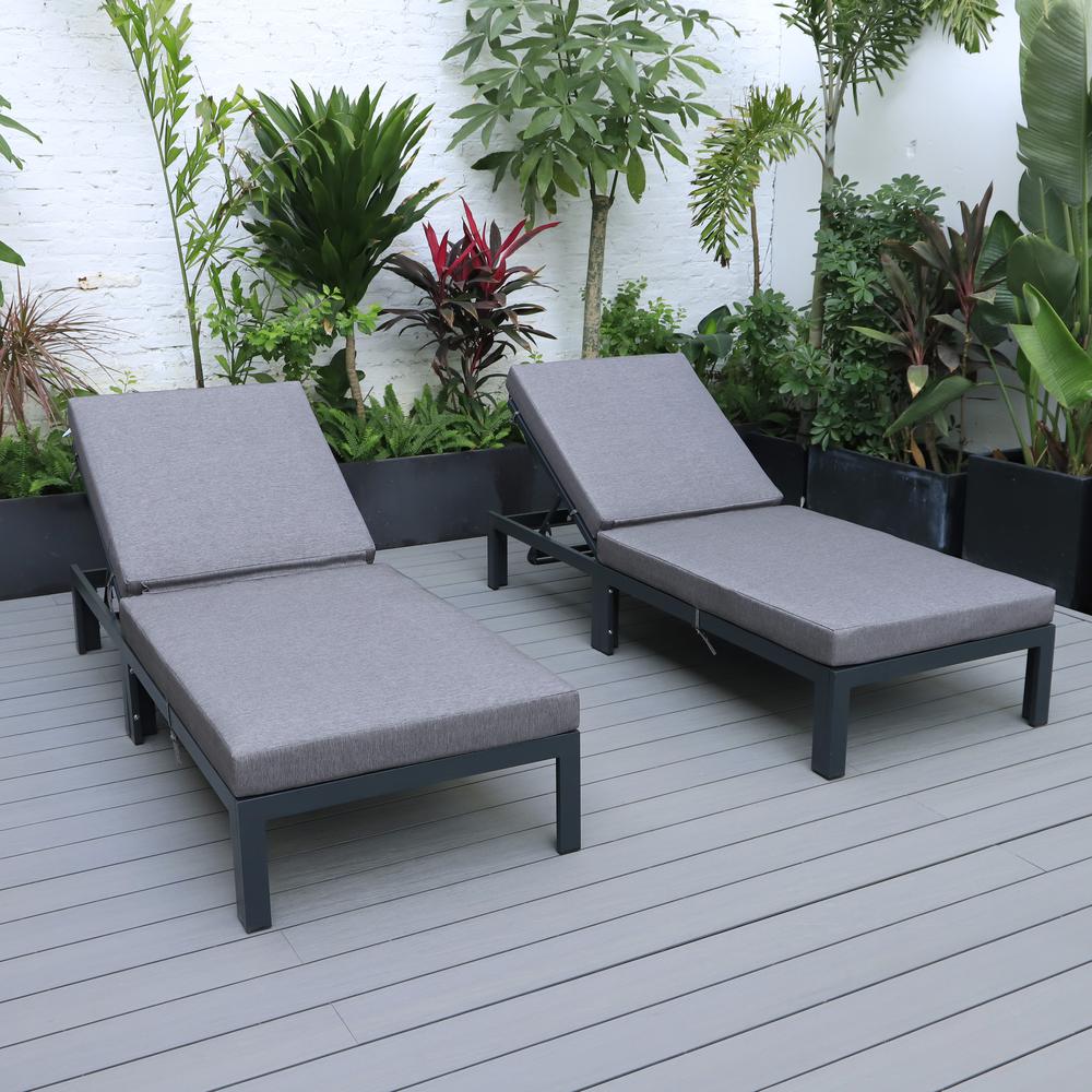 Chelsea Modern Outdoor Chaise Lounge Chair With Cushions Set of 2. Picture 9