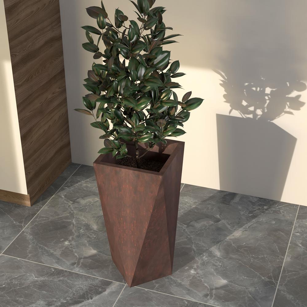 Aloe Series PolyStone Planter in Brown, 13.8 x 13.8, 28.7 High. Picture 5