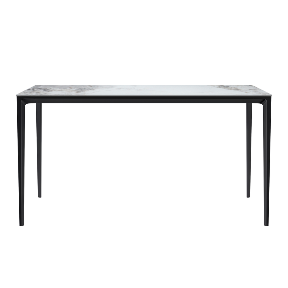 Modern Dining Table Black Base, With 55 Medium Grey Sintered Stone Top. Picture 4