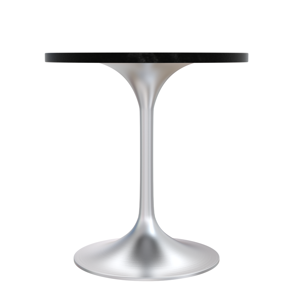 Verve 27" Round Dining Table, Brushed Chrome Base with Black MDF Top. Picture 2