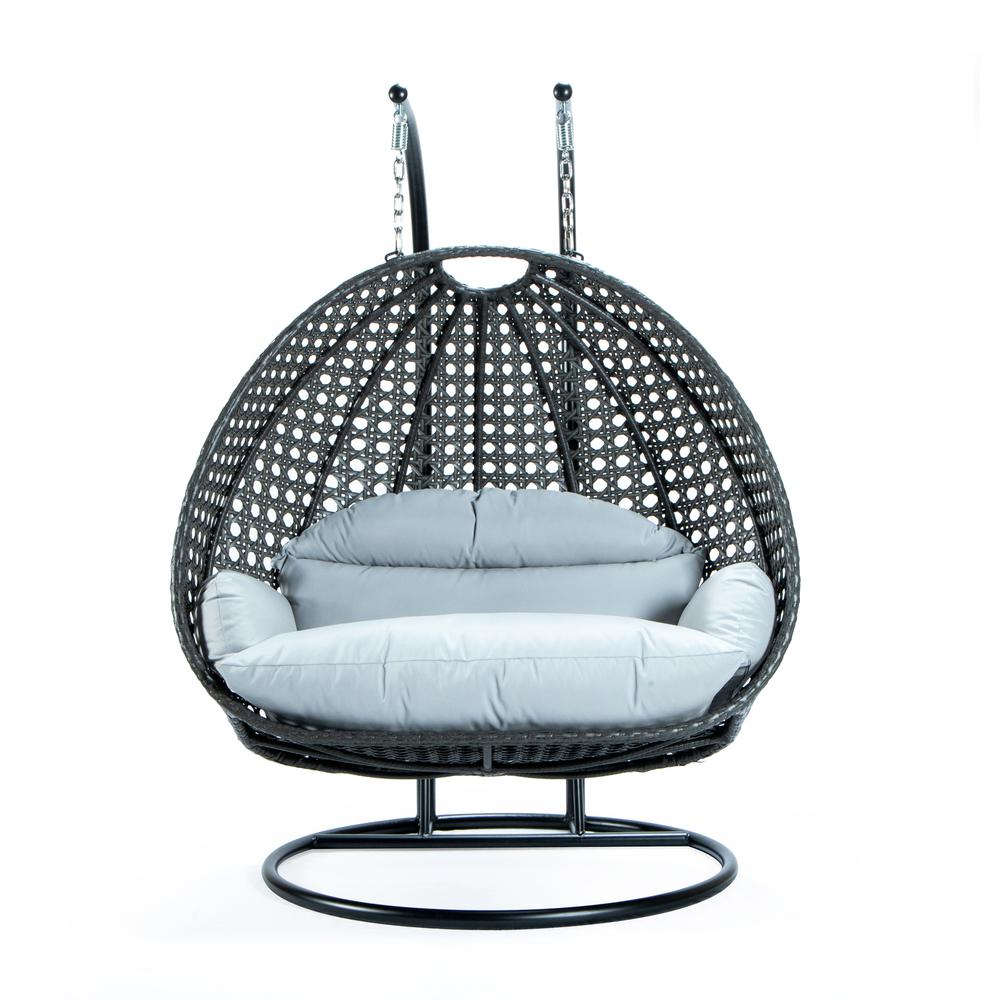 Charcoal Wicker Hanging 2 person Egg Swing Chair. Picture 2