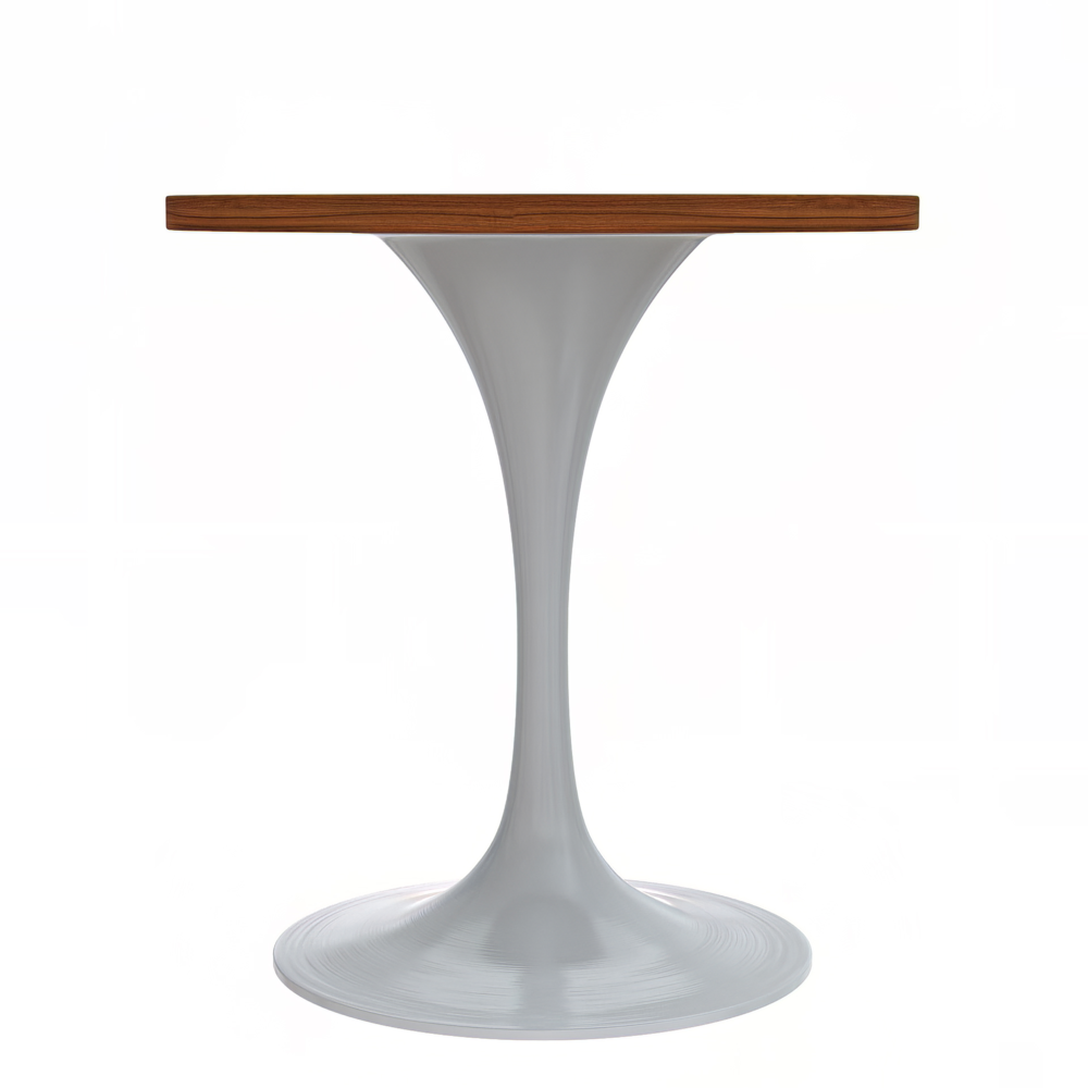 Verve 27 Round Dining Table, White Base with Cognac Brown MDF Top. Picture 3