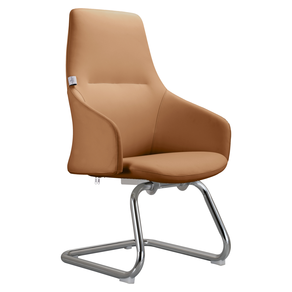 Celeste Series Office Guest Chair in Acorn Brown Leather. Picture 1
